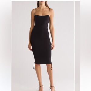 Good American Black side ruched dress New
